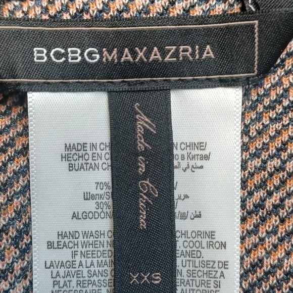 BCBGMaxAzria Women Size XXS Black and Brown Long Sleeve Dress - Picture 2 of 16